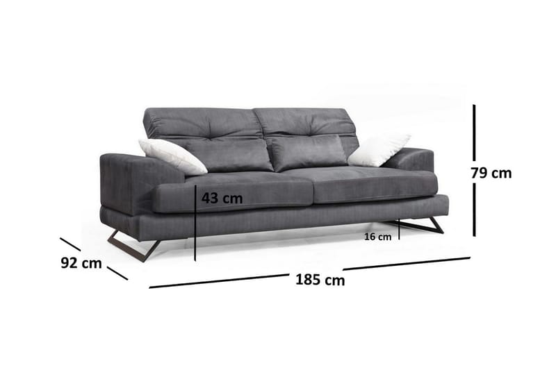 Killem 2-sits Soffa med Låga Armstöd och Vinklade Ben i Tyg - Antracit - Möbler - Soffa - 2 sits soffa
