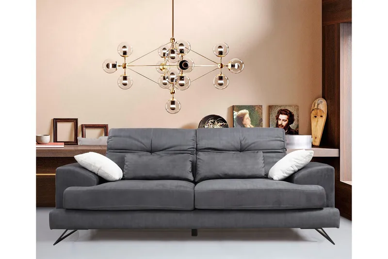 Killem 2-sits Soffa med Låga Armstöd och Vinklade Ben i Tyg - Antracit - Möbler - Soffa - 2 sits soffa