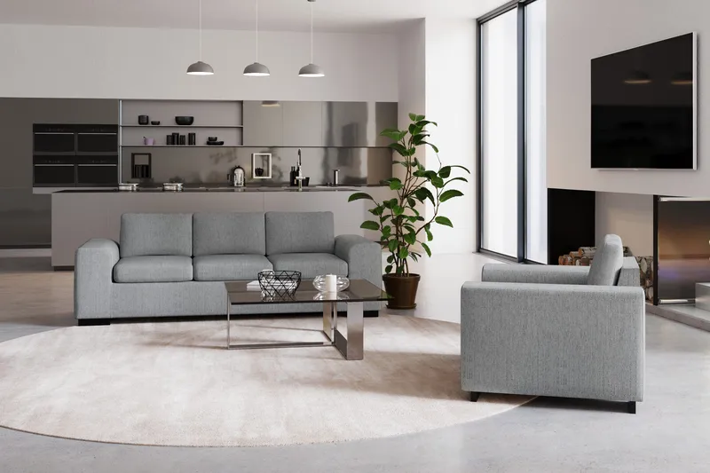 Link 2-sits Tygsoffa - Ljusgrå - Möbler - Soffa - 2 sits soffa