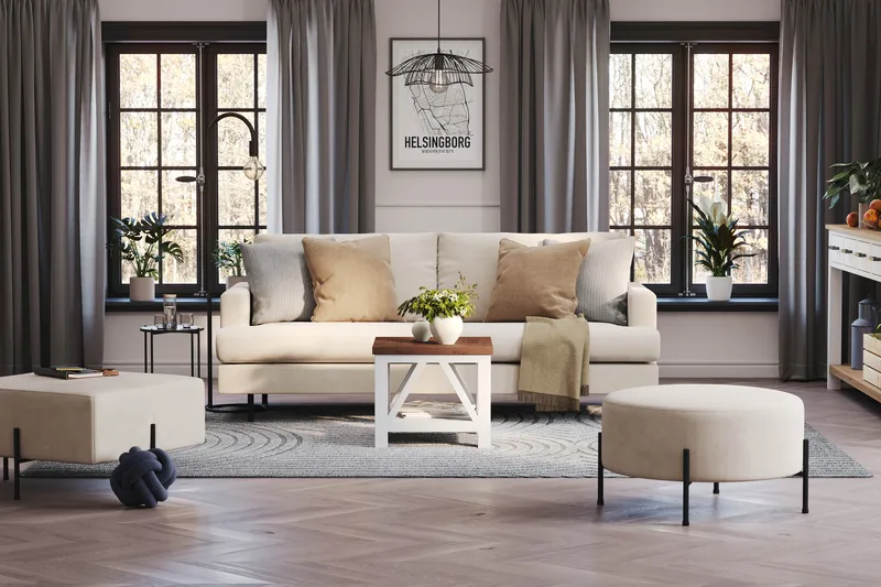Menard Compact 3-sits Manchestersoffa - Beige - Möbler - Soffa - 3 sits soffa