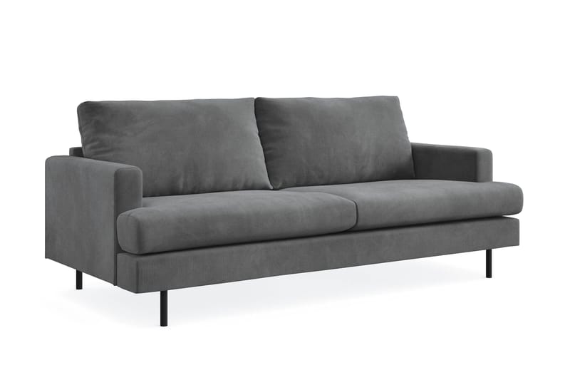 Menard Compact 3-sits Manchestersoffa - Grå - Möbler - Soffa - 3 sits soffa