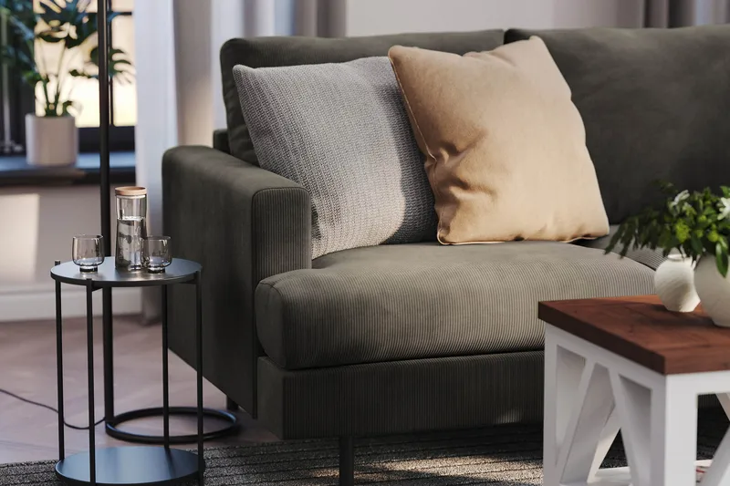 Menard Compact 3-sits Manchestersoffa - Mörkgrå - Möbler - Soffa - 3 sits soffa