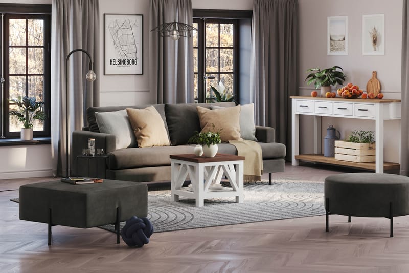 Menard Compact 3-sits Manchestersoffa - Mörkgrå - Möbler - Soffa - 3 sits soffa