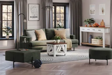 Menard Compact 3-sits Manchestersoffa - Mörkgrön - Möbler - Soffa - 3 sits soffa