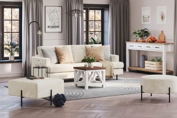 Menard Compact 3-sits Sammetssoffa - Krämvit - Möbler - Soffa - Sammetssoffa