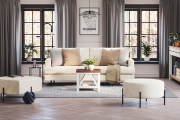 Menard Compact 3-sits Sammetssoffa - Krämvit - Möbler - Soffa - Sammetssoffa