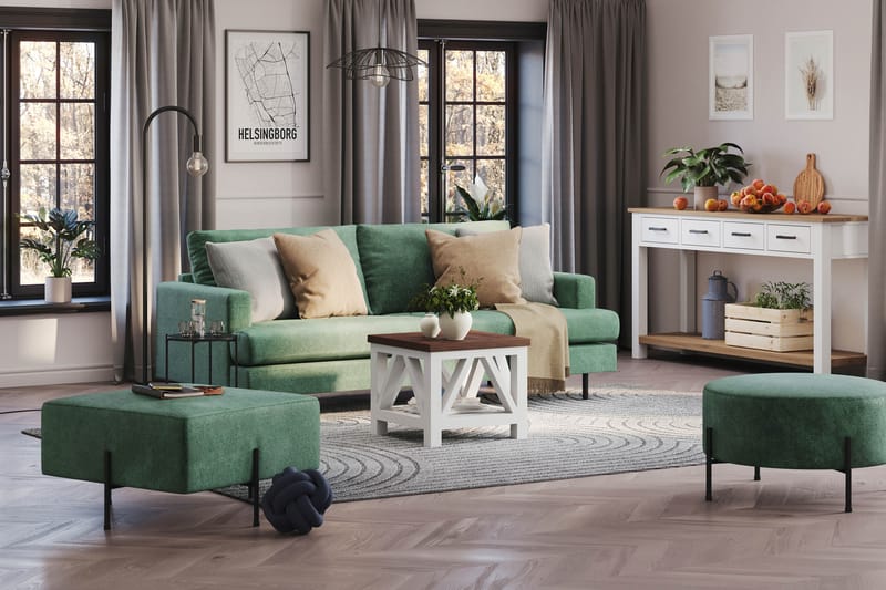 Menard Compact 3-sits Sammetssoffa - Mörkgrön - Möbler - Soffa - Sammetssoffa