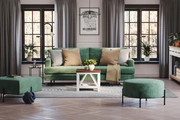 Menard Compact 3-sits Sammetssoffa - Mörkgrön - Möbler - Soffa - Sammetssoffa