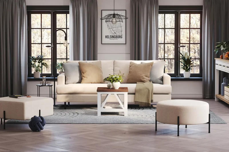 Menard Compact 3-sits Tygsoffa - Beige - Möbler - Soffa - 3 sits soffa