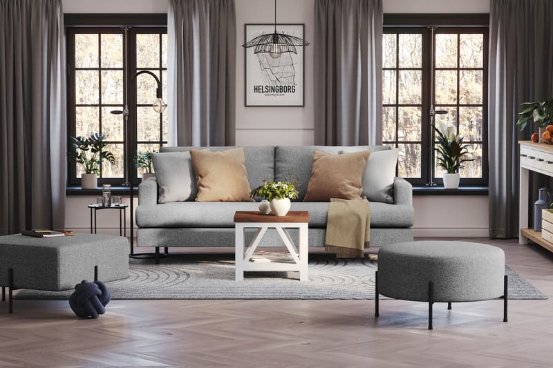 Menard Compact 3-sits Tygsoffa - Grå - Möbler - Soffa - 3 sits soffa