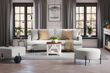 Menard Compact 3-sits Tygsoffa - Ljusgrå - Möbler - Soffa - 3 sits soffa