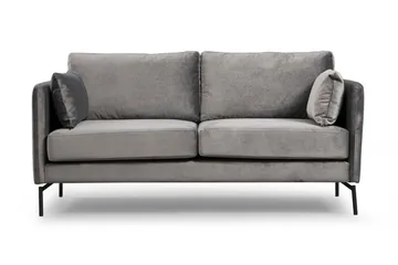 Mezonzo 2-sits Sammetssoffa 177 cm med Smala Armstöd - Grå - Möbler - Soffa - 2 sits soffa