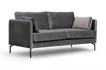 Mezonzo 2-sits Sammetssoffa 177 cm med Smala Armstöd - Grå - Möbler - Soffa - 2 sits soffa