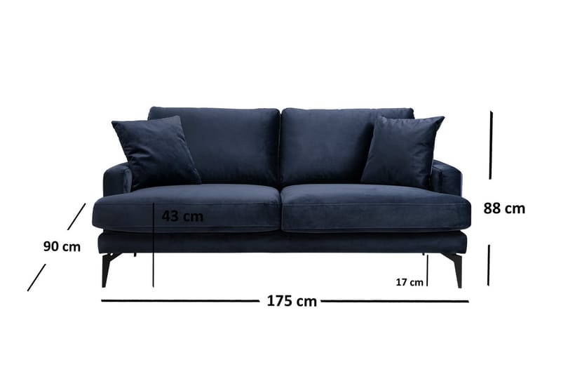 2-Sits Soffa Naiomy - Blå - 2 sits soffa