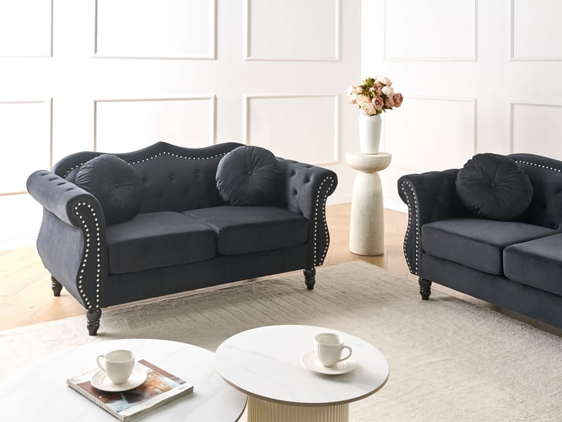 2-sits soffa Skien - Svart - Möbler - Soffa - Sammetssoffa