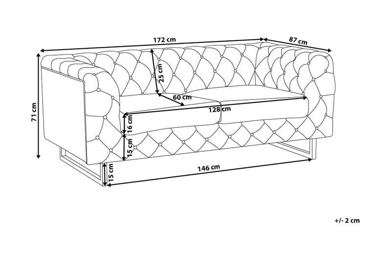 Soffa 2 Sits Vissland - Svart - 2 sits soffa