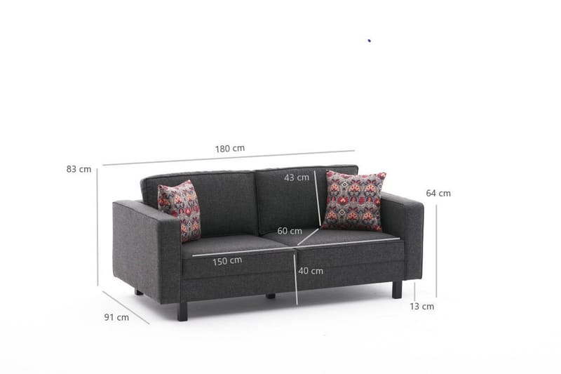 Soffa Vivianna 2-sits - Antracit - 2 sits soffa