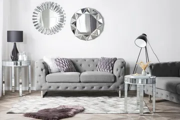 Vissland 2-sits Tuftad Soffa i Tyg med Metallben - Grå - Möbler - Soffa - 2 sits soffa