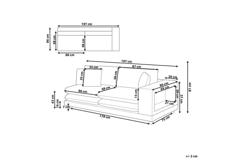 2-sitssoffa Heden Grå/ljust trä - Grå/ljust trä - Möbler - Soffa - 2 sits soffa
