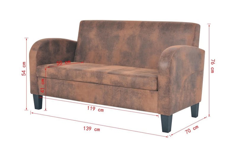 2-sitssoffa konstmocka brun - Brun - 2 sits soffa