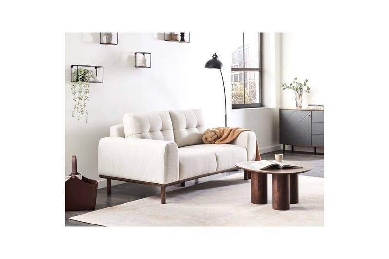 2-sitssoffa Laurila Beige, mörkt trä - Beige, mörkt trä - Möbler - Soffa - 2 sits soffa