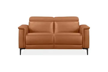 2-sitssoffa Lund Cognac, Läder/PU, Manuell vilstol - Cognac, Läder/PU, Manuell vilstol - Möbler - Soffa - Biosoffa & reclinersoffa