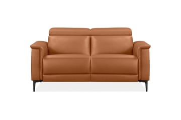 2-sitssoffa Lund Cognac, Läder/PU, Manuell vilstol - Cognac, Läder/PU, Manuell vilstol - Möbler - Soffa - Biosoffa & reclinersoffa