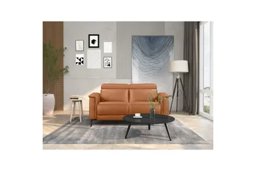 2-sitssoffa Lund Cognac, Läder/PU, Manuell vilstol - Cognac, Läder/PU, Manuell vilstol - Möbler - Soffa - Biosoffa & reclinersoffa