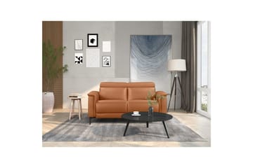 2-sitssoffa Lund Cognac, Läder/PU, Manuell vilstol - Cognac, Läder/PU, Manuell vilstol - Möbler - Soffa - Biosoffa & reclinersoffa