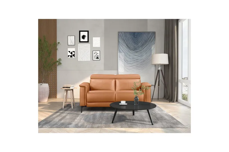 2-sitssoffa Lund Cognac, PU, Elektrisk vilstol - Cognac, PU, Elektrisk vilstol - Möbler - Soffa - Biosoffa & reclinersoffa