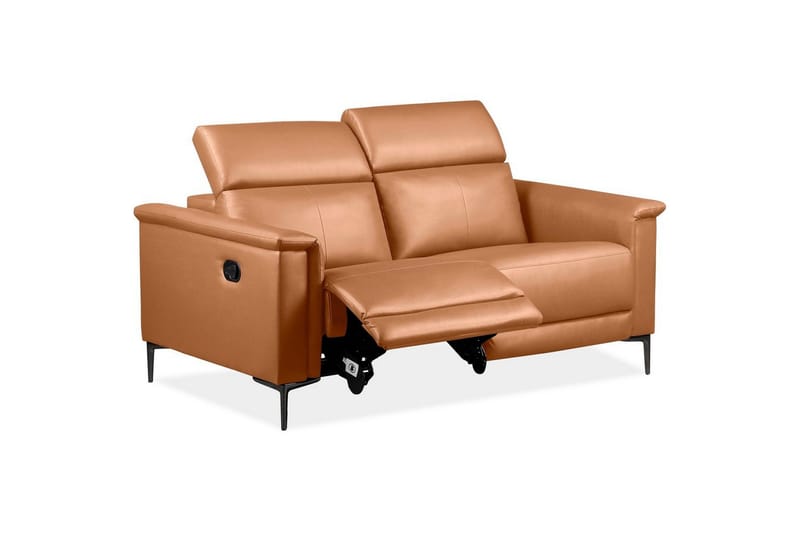 2-sitssoffa Lund Cognac, PU, Manuell vilstol - Cognac, PU, Manuell vilstol - Möbler - Soffa - Biosoffa & reclinersoffa
