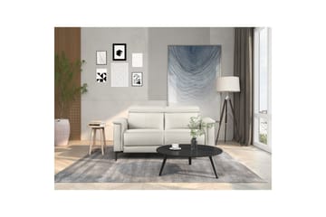 2-sitssoffa Lund Kräm, Läder/PU, Manuell vilstol - Kräm, Läder/PU, Manuell vilstol - Möbler - Soffa - Biosoffa & reclinersoffa