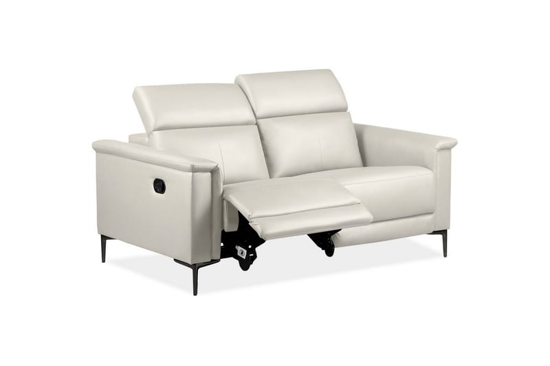 2-sitssoffa Lund Kräm, Läder/PU, Manuell vilstol - Kräm, Läder/PU, Manuell vilstol - Möbler - Soffa - Biosoffa & reclinersoffa