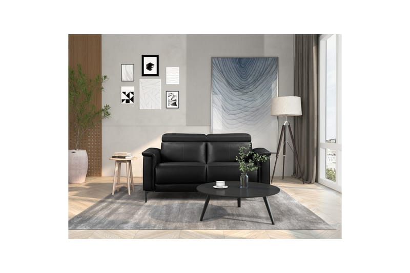 2-sitssoffa Lund Svart, Läder/PU, Elektrisk vilstol - Svart, Läder/PU, Elektrisk vilstol - Möbler - Soffa - Biosoffa & reclinersoffa