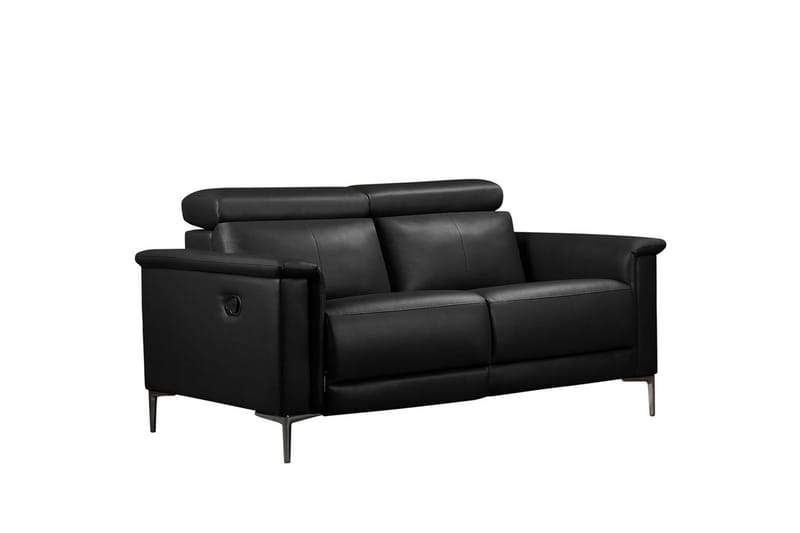 2-sitssoffa Lund Svart, Läder/PU, Manuell vilstol - Svart, Läder/PU, Manuell vilstol - Möbler - Soffa - Biosoffa & reclinersoffa
