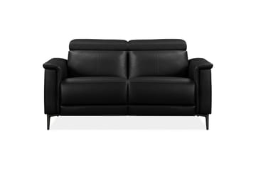 2-sitssoffa Lund Svart, Läder/PU, Manuell vilstol - Svart, Läder/PU, Manuell vilstol - Möbler - Soffa - Biosoffa & reclinersoffa