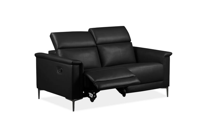2-sitssoffa Lund Svart, Läder/PU, Manuell vilstol - Svart, Läder/PU, Manuell vilstol - Möbler - Soffa - Biosoffa & reclinersoffa