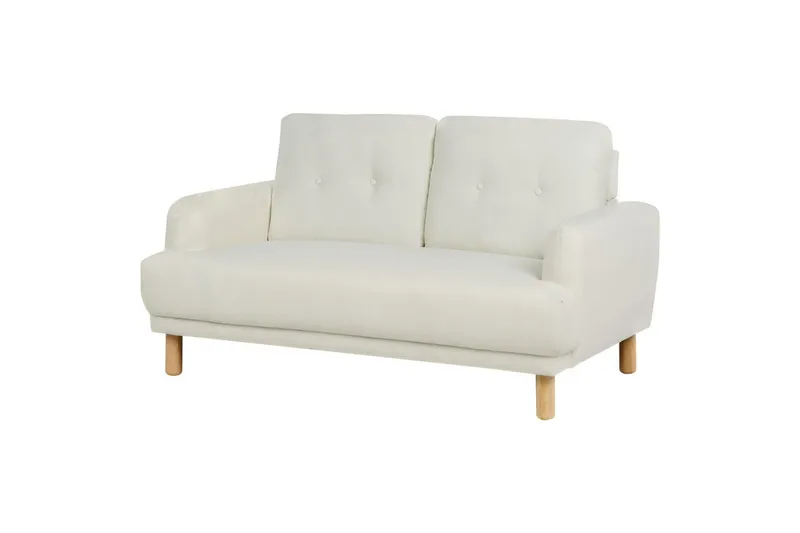 2-sitssoffa Tuve Vit, ljust trä, Polyester - Vit, ljust trä, Polyester - Möbler - Soffa - 2 sits soffa