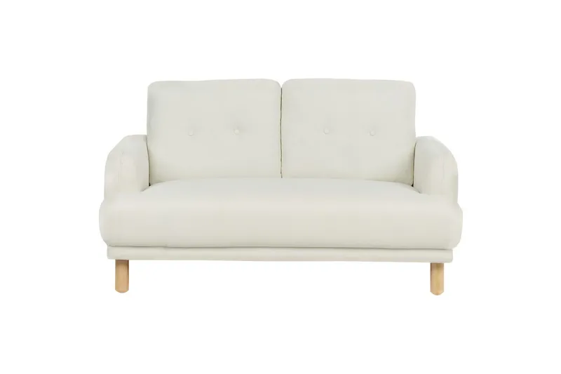 2-sitssoffa Tuve Vit, ljust trä, Polyester, Vit, ljust trä, Polyester