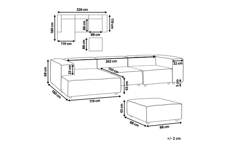 3-sits Hörnsoffa med fotpall Aprica Högervänd - Högervänd - Möbler - Soffa - Divansoffa & schäslongsoffa - 3 sits soffa med divan