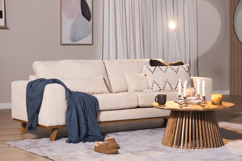 3-sits Manchestersoffa Haga - Beige - 3 sits soffa