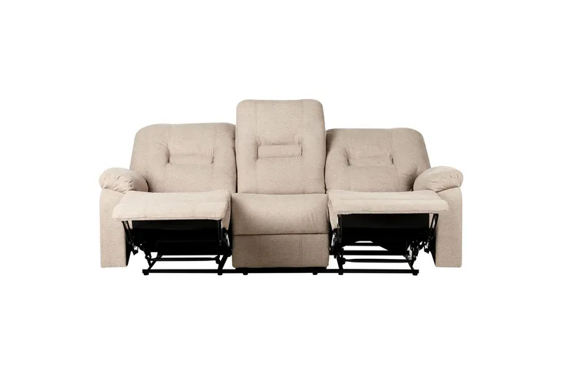 3-sits Reclinersoffa manuell Bergen Beige, svart - Beige, svart - Möbler - Soffa - Biosoffa & reclinersoffa
