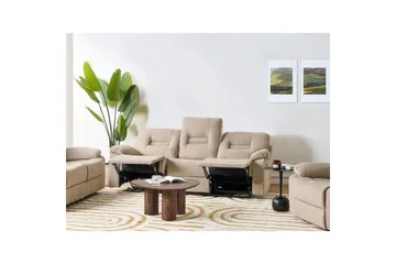 3-sits Reclinersoffa manuell Bergen Beige, svart - Beige, svart - Möbler - Soffa - Biosoffa & reclinersoffa