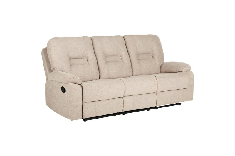 3-sits Reclinersoffa manuell Delia - Beige, svart - Möbler - Soffa - Biosoffa & reclinersoffa