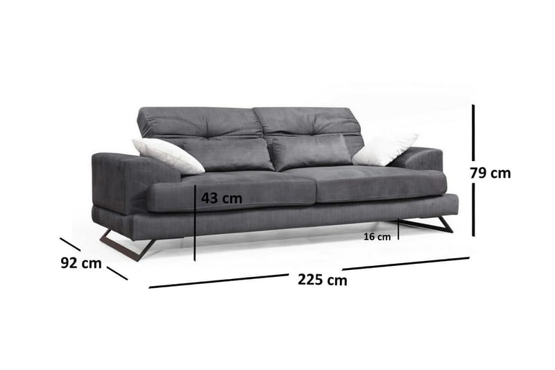 3-Sits Soffa Kahr - Svart - 3 sits soffa