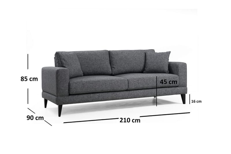 3-Sits Soffa Maner - Grå - Möbler - Soffa - 3 sits soffa