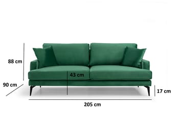 3-sits Soffa Naiomy - Grön/Svart - Möbler - Soffa - 3 sits soffa