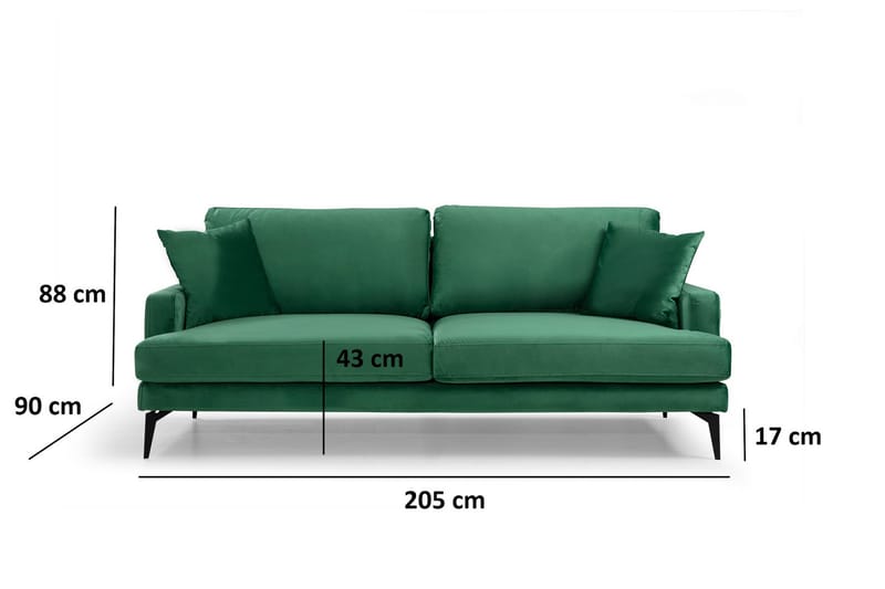 3-sits Soffa Naiomy - Grön/Svart - Möbler - Soffa - 3 sits soffa