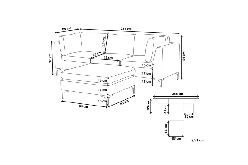 3-sits Soffa Samkom med Fotpall - Sammet/Grön - 3 sits soffa