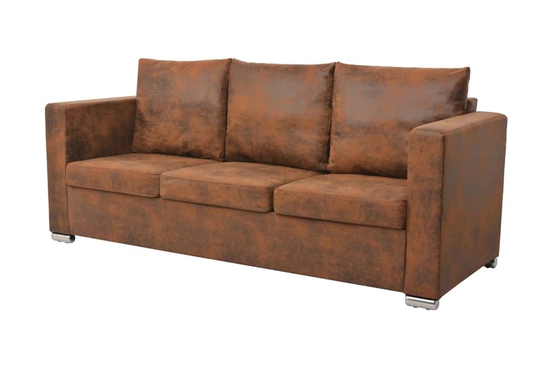 3-sitssoffa 191x73x82 cm konstmocka - Brun - 3 sits soffa